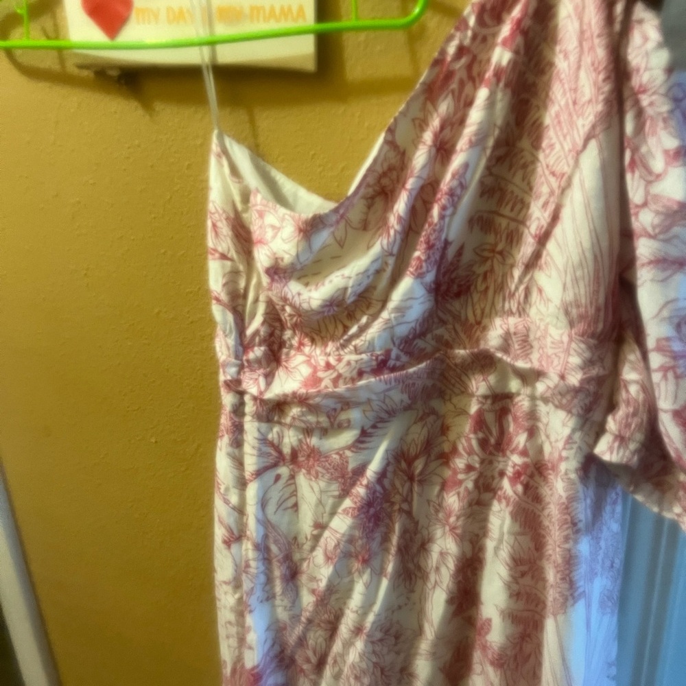 Express White And Red Shoulder Off Dress